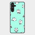 Cute Panda Blue Glossy Metal Case Cover For Samsung Galaxy M55 5G
