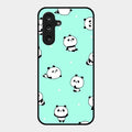 Cute Panda Blue Glossy Metal Case Cover For Samsung Galaxy M56 5G