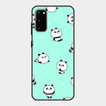 Cute Panda Blue Glossy Metal Case Cover For Samsung Galaxy S20