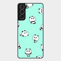 Cute Panda Blue Glossy Metal Case Cover For Samsung Galaxy S21