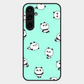 Cute Panda Blue Glossy Metal Case Cover For Samsung Galaxy S23 Fe 5G