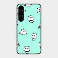 Cute Panda Blue Glossy Metal Case Cover For Samsung Galaxy S24 Plus 5G