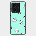 Cute Panda Blue Glossy Metal Case Cover For Vivo T1 Pro 5G