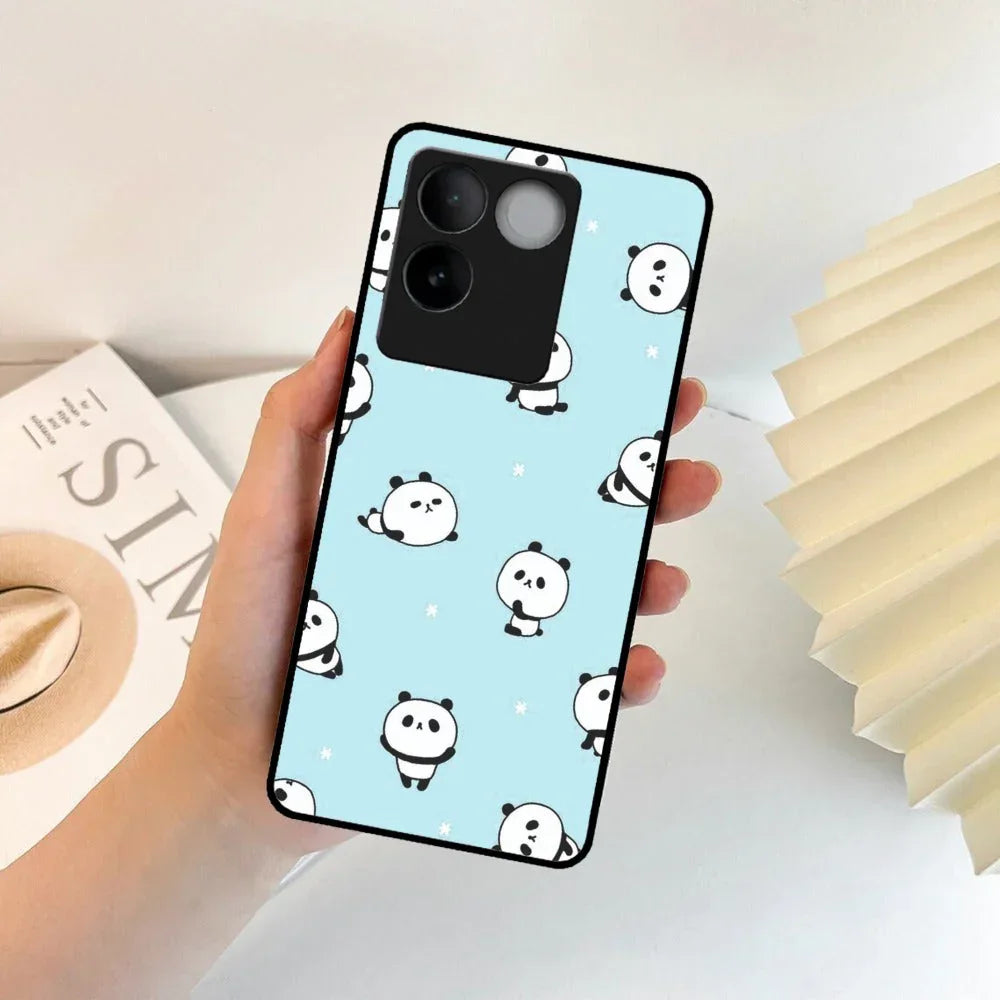 Cute Panda Blue Glossy Metal Case Cover For Vivo - ShopOnCliQ