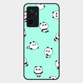 Cute Panda Blue Glossy Metal Case Cover For Vivo V23E 5G