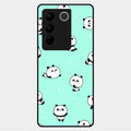 Cute Panda Blue Glossy Metal Case Cover For Vivo V27 5G