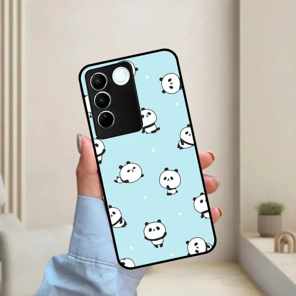 Cute Panda Blue Glossy Metal Case Cover For Vivo - ShopOnCliQ