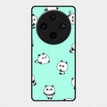 Cute Panda Blue Glossy Metal Case Cover For Vivo X100 Pro 5G