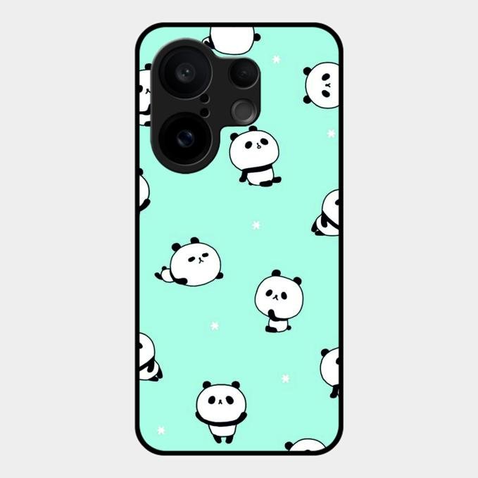 Cute Panda Blue Glossy Metal Case Cover For Vivo X200 Fe 5G