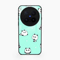 Cute Panda Blue Glossy Metal Case Cover For Vivo X300 Pro 5G