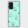 Cute Panda Blue Glossy Metal Case Cover For Vivo X60 Pro 5G