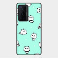Cute Panda Blue Glossy Metal Case Cover For Vivo X70 Pro 5G