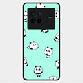 Cute Panda Blue Glossy Metal Case Cover For Vivo X80 5G