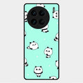 Cute Panda Blue Glossy Metal Case Cover For Vivo X90 Pro 5G