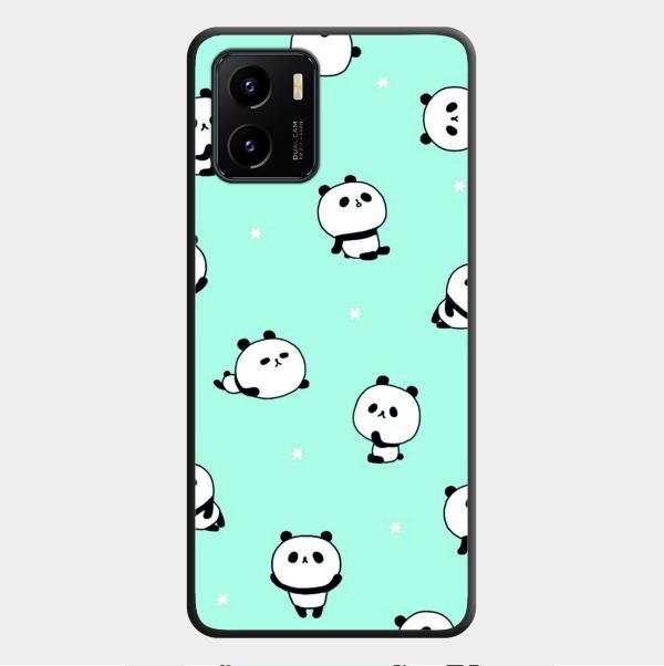 Cute Panda Blue Glossy Metal Case Cover For Vivo Y01