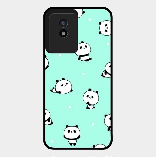 Cute Panda Blue Glossy Metal Case Cover For Vivo Y02T