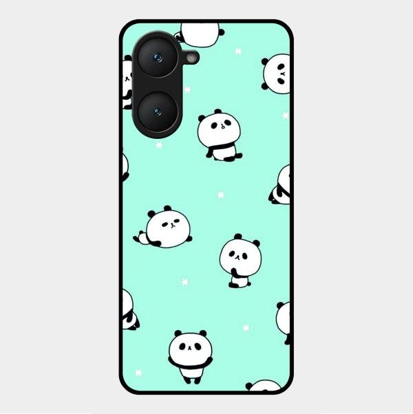 Cute Panda Blue Glossy Metal Case Cover For Vivo Y18T
