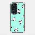 Cute Panda Blue Glossy Metal Case Cover For Vivo Y29 5G