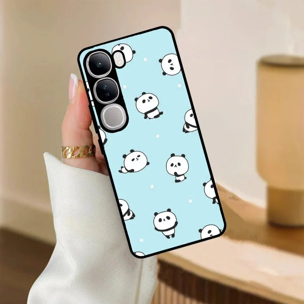 Cute Panda Blue Glossy Metal Case Cover For Vivo - ShopOnCliQ