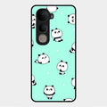 Cute Panda Blue Glossy Metal Case Cover For Vivo Y400 5G