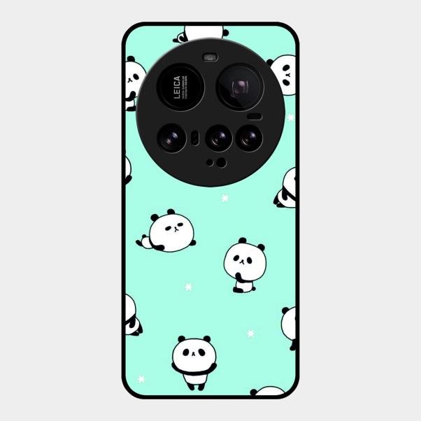 Cute Panda Blue Glossy Metal Case Cover For Xiaomi 15 Ultra 5G