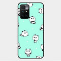 Cute Panda Blue Glossy Metal Case Cover For Xiaomi Redmi 10 Prime 2022