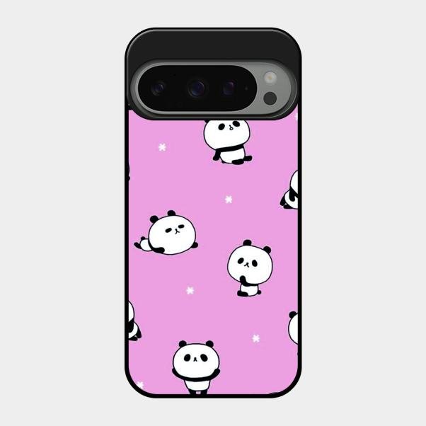 Cute Panda Glossy Metal Case Cover For Google Pixel 9 Pro 5G