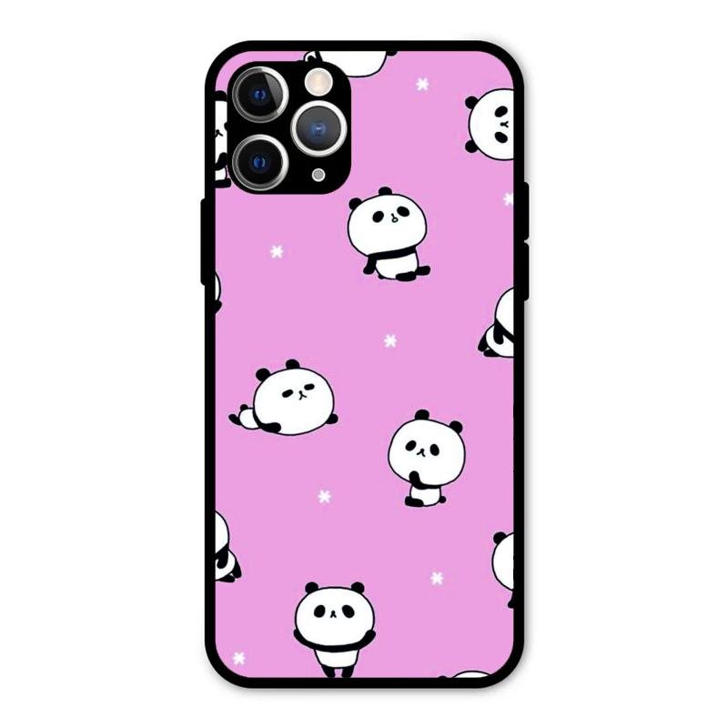 Cute Panda Glossy Metal Case Cover For iPhone 11 Pro