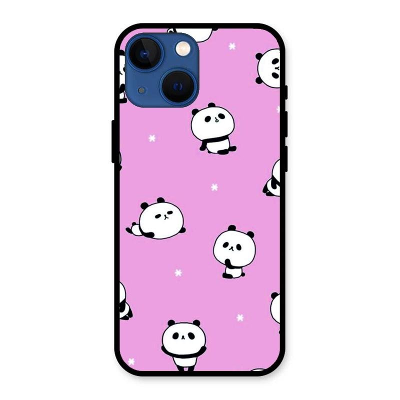 Cute Panda Glossy Metal Case Cover For iPhone 13 mini