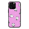 Cute Panda Glossy Metal Case Cover For iPhone 16 Pro