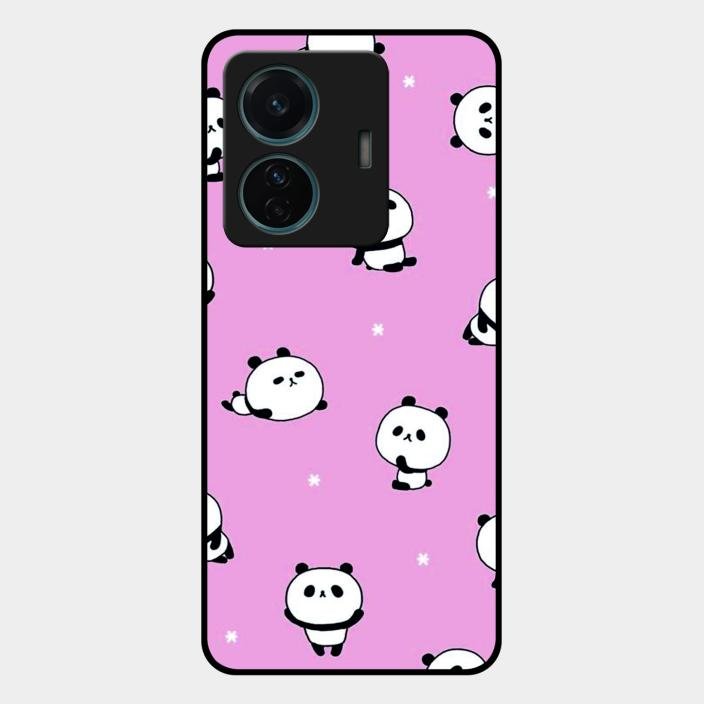 Cute Panda Glossy Metal Case Cover For iQOO Z6 Pro 5G