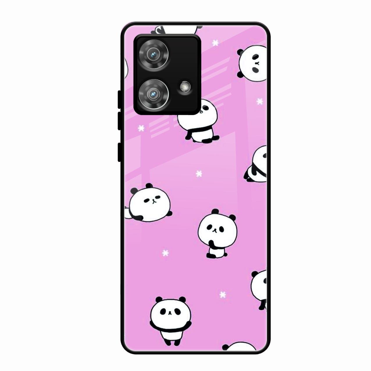 Cute Panda Glossy Metal Case Cover For Motorola Edge 40 5G