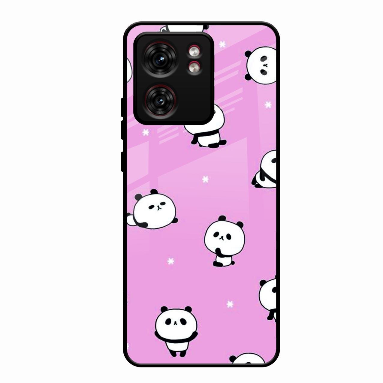 Cute Panda Glossy Metal Case Cover For Motorola Edge 40