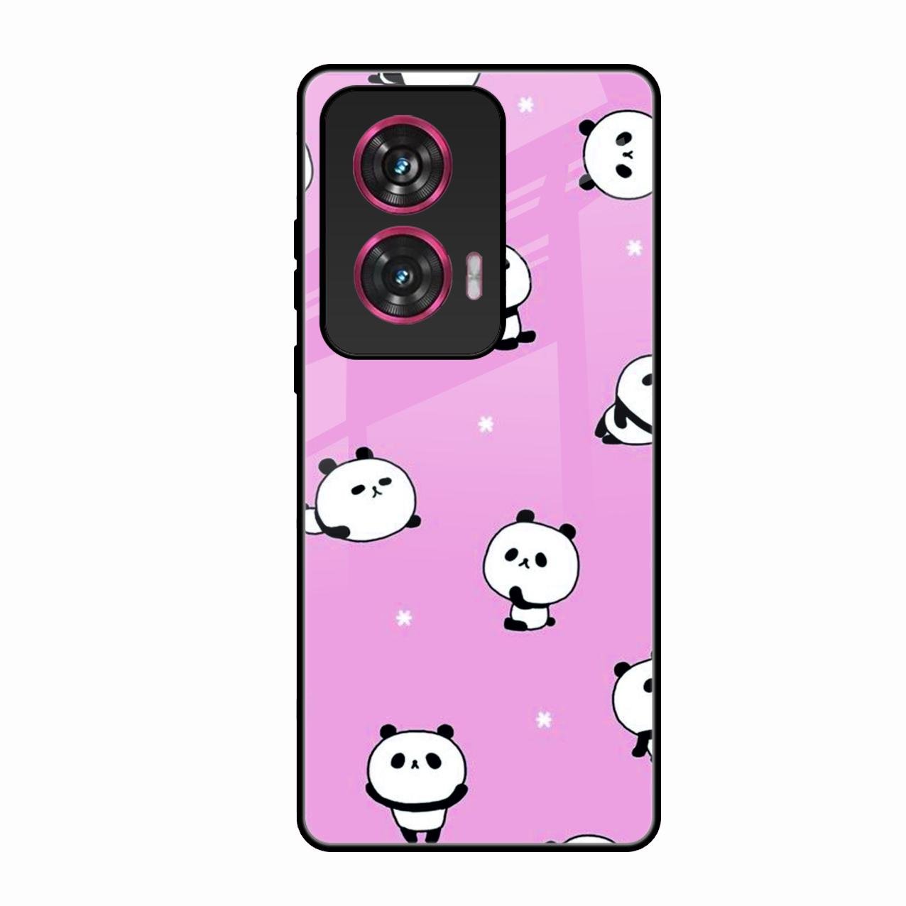 Cute Panda Glossy Metal Case Cover For Motorola Edge 50 Fusion 5G