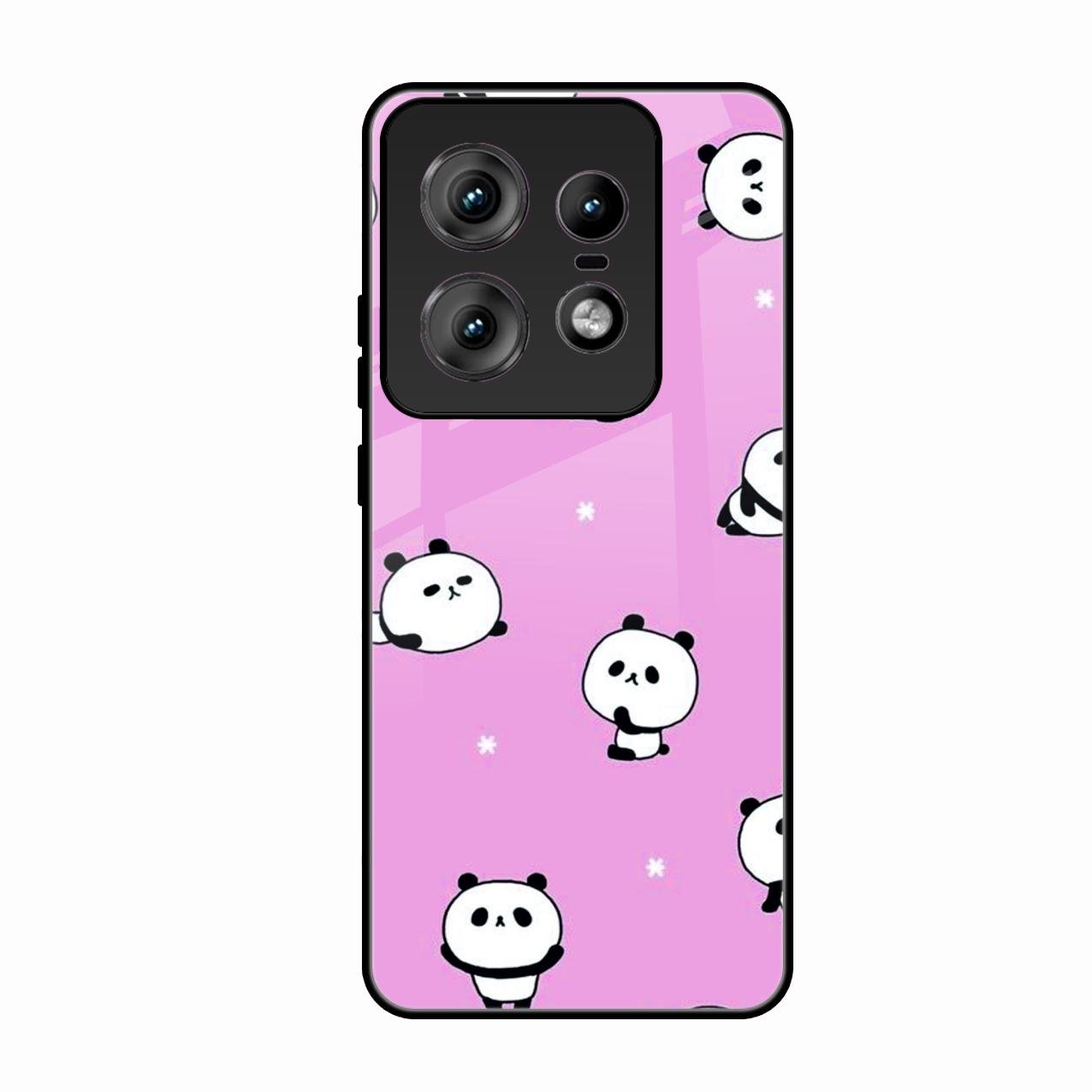 Cute Panda Glossy Metal Case Cover For Motorola Edge 50 Pro