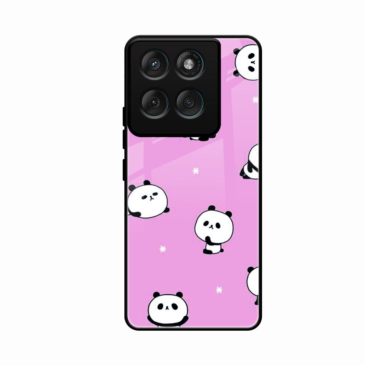 Cute Panda Glossy Metal Case Cover For Motorola Edge 60 Stylus 5G