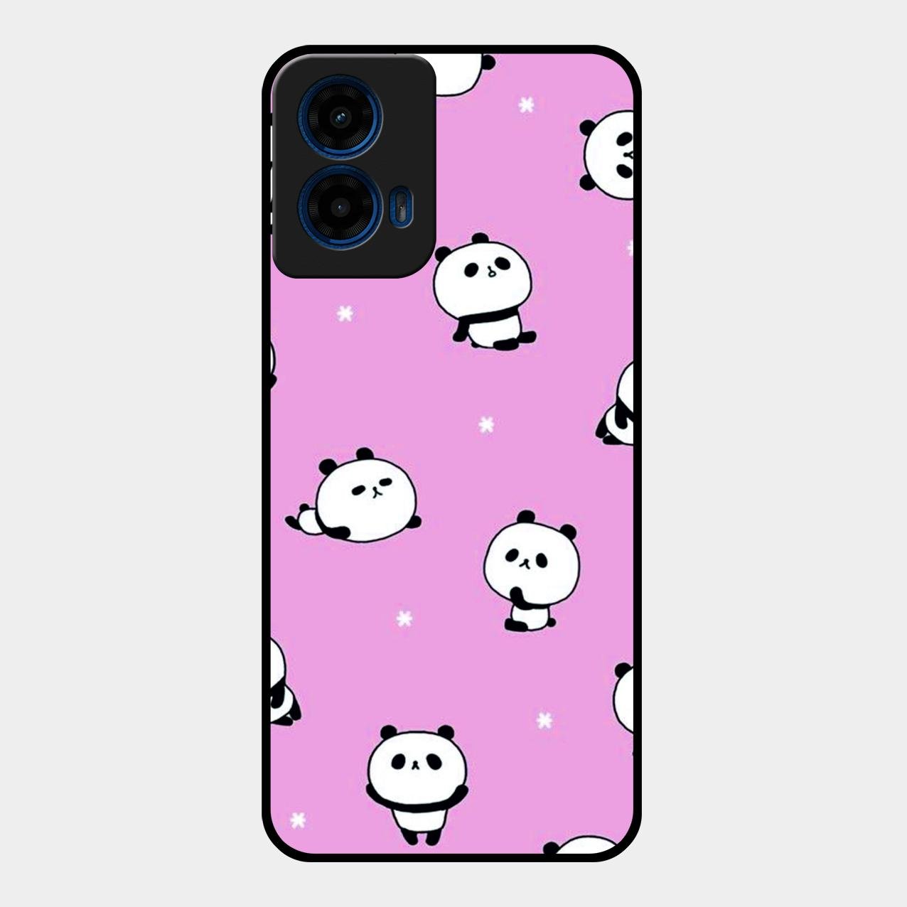 Cute Panda Glossy Metal Case Cover For Motorola G45 5G