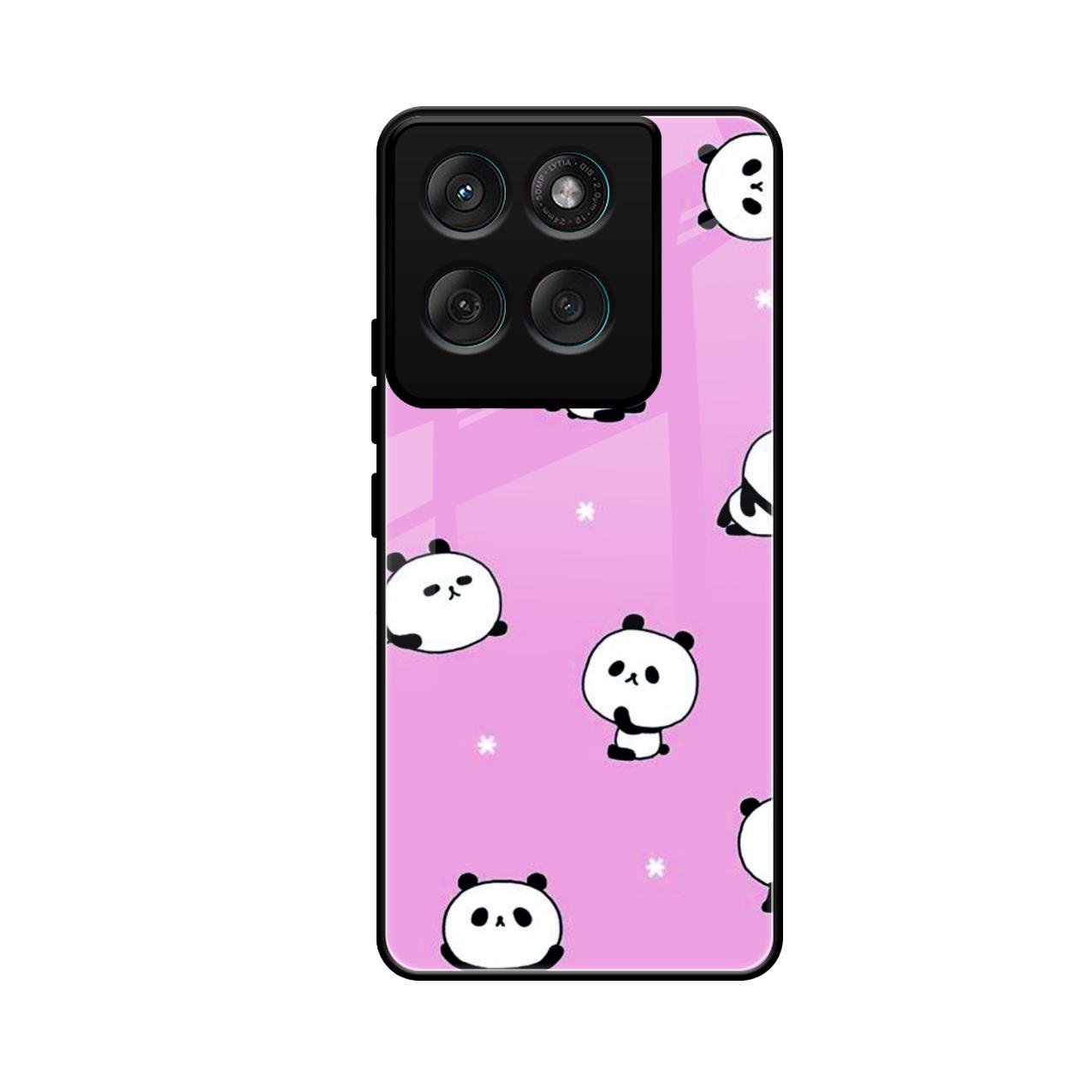 Cute Panda Glossy Metal Case Cover For Motorola G67 Power 5G