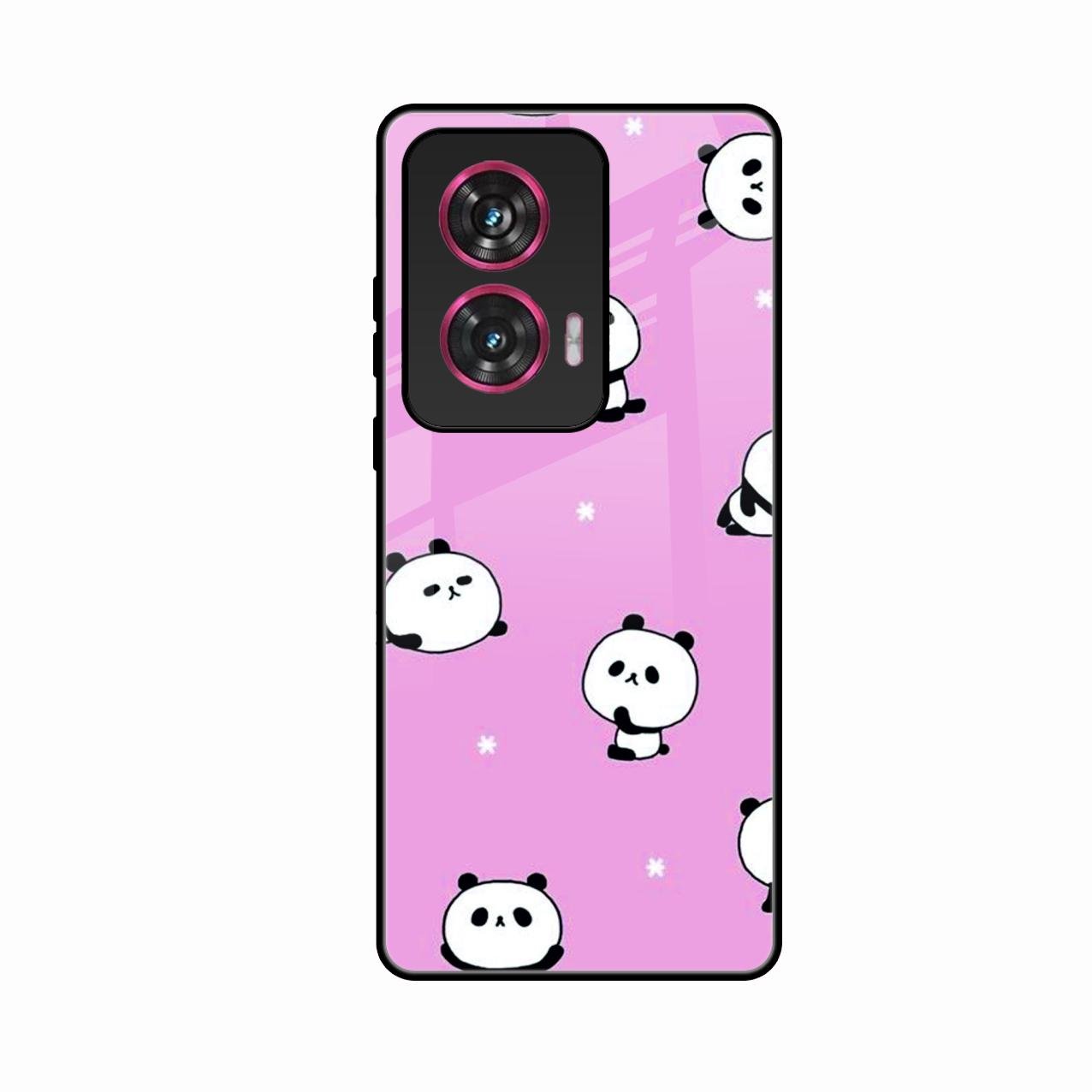 Cute Panda Glossy Metal Case Cover For Motorola G96 5G