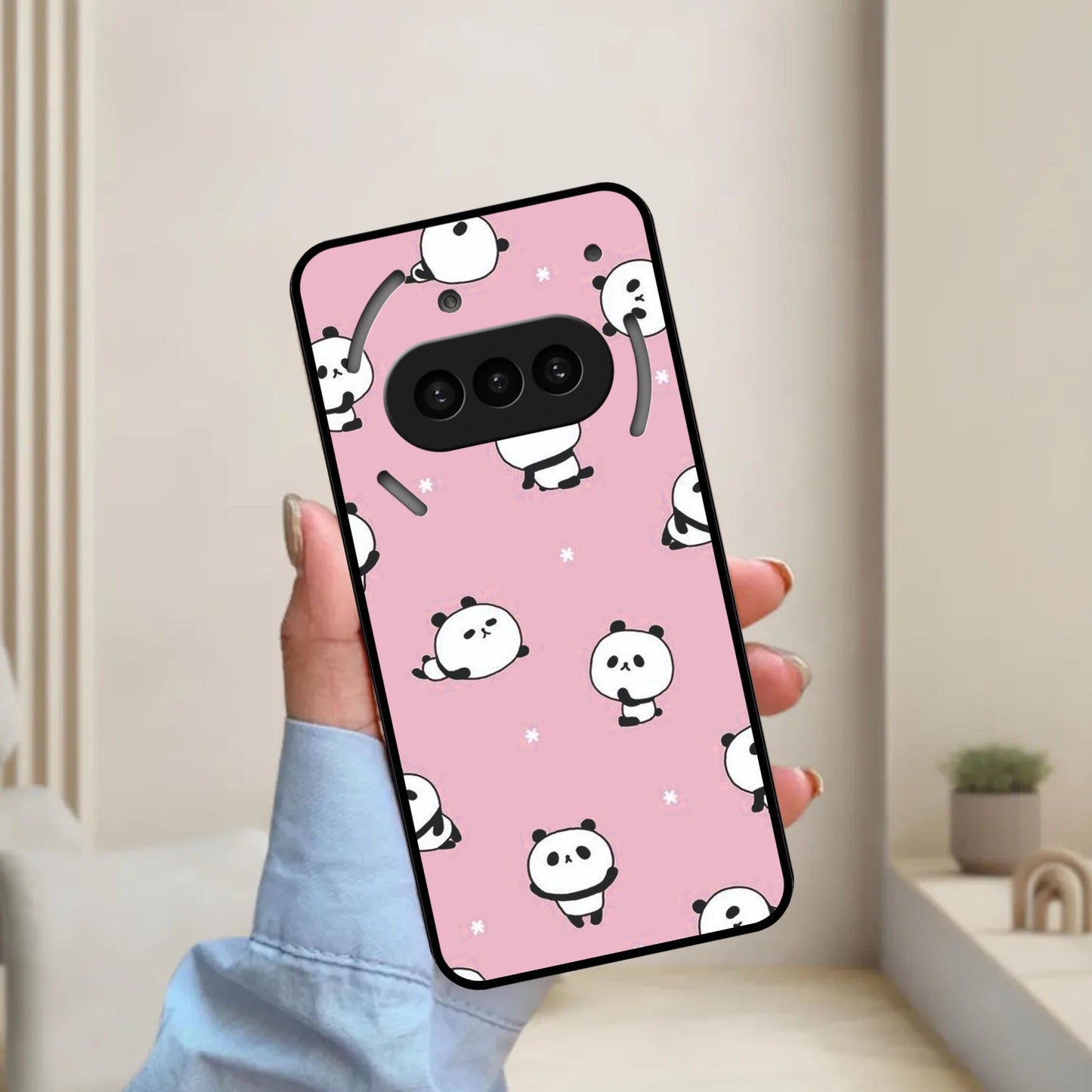 Cute Panda Glossy Metal Case Cover For Nothing