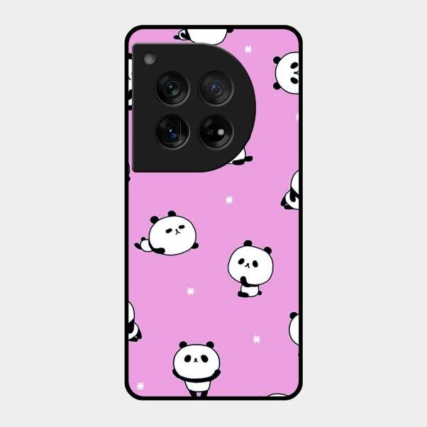 Cute Panda Glossy Metal Case Cover For Oneplus 12 5G