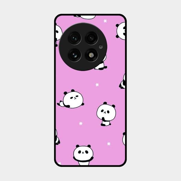 Cute Panda Glossy Metal Case Cover For Oneplus 13 5G