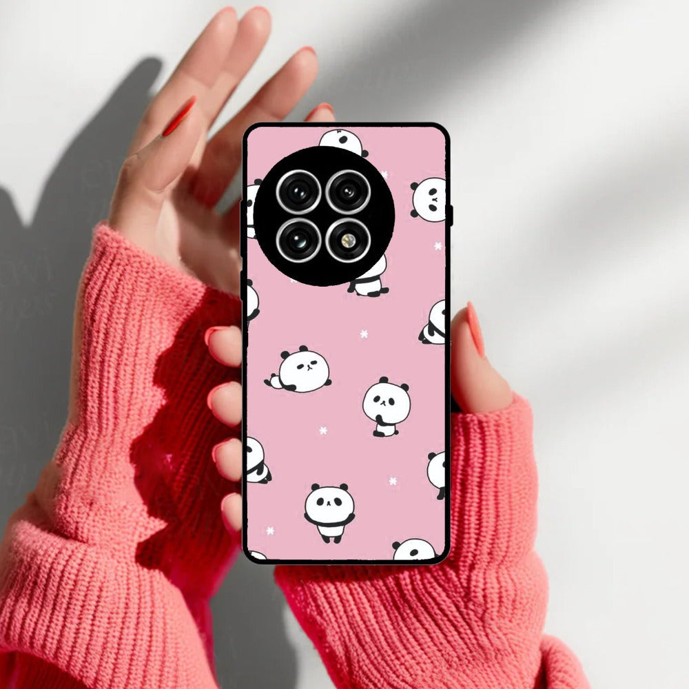 Cute Panda Glossy Metal Case Cover For OnePlus