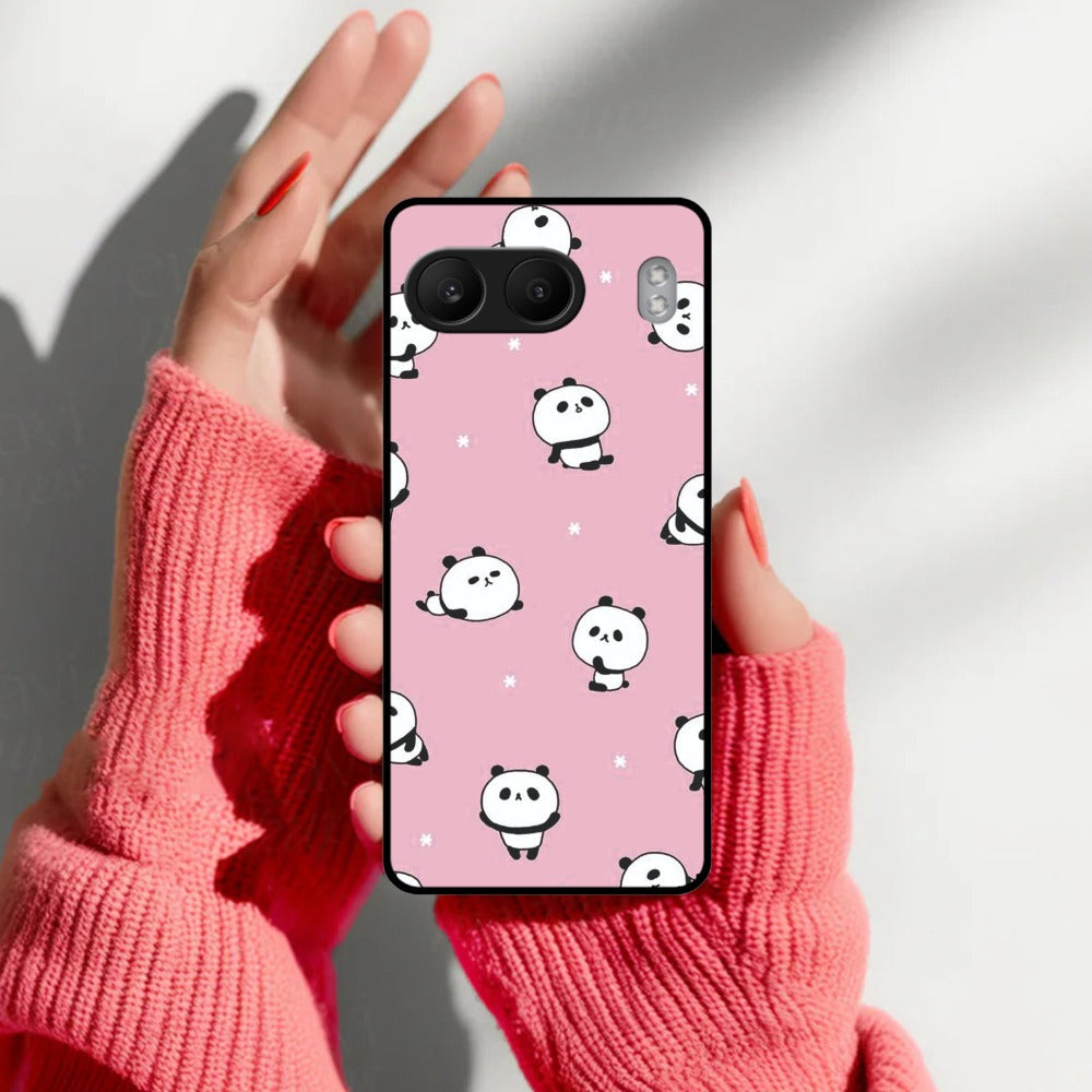 Cute Panda Glossy Metal Case Cover For OnePlus