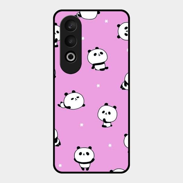 Cute Panda Glossy Metal Case Cover For Oneplus Nord Ce 4 5G