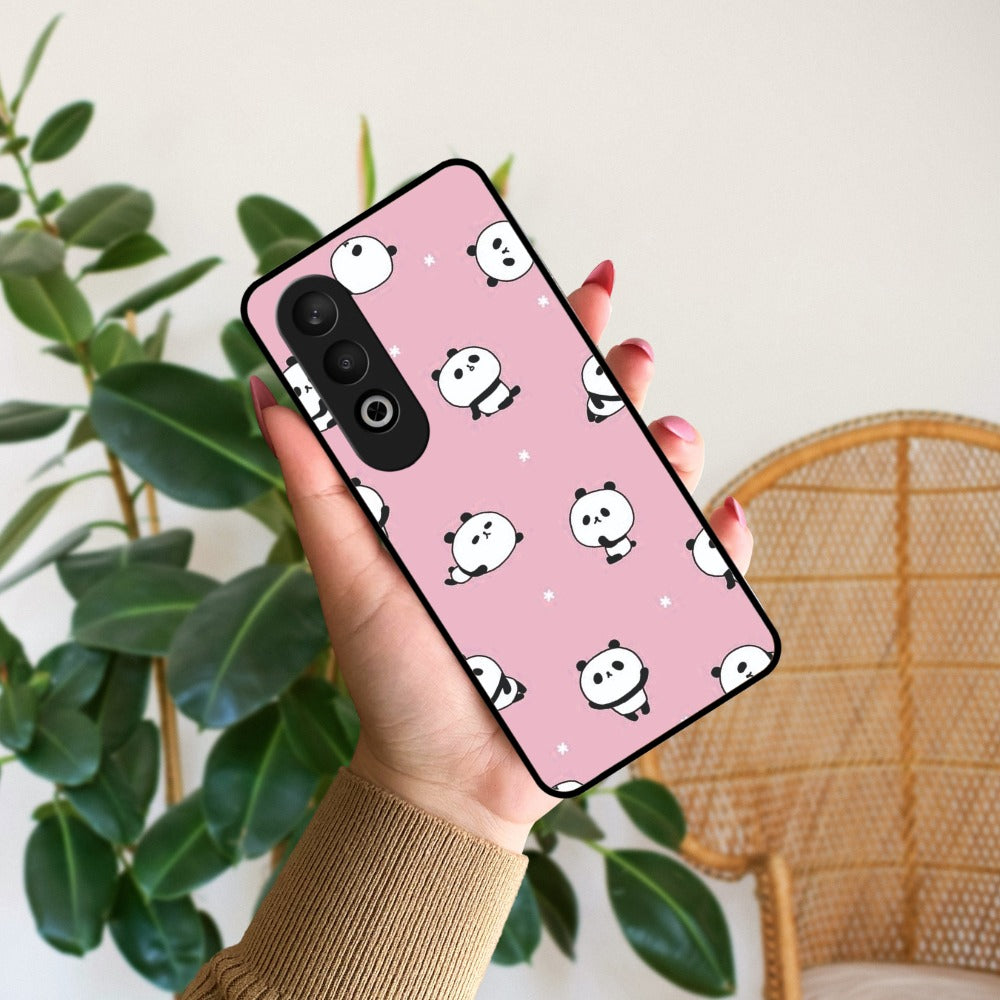 Cute Panda Glossy Metal Case Cover For OnePlus