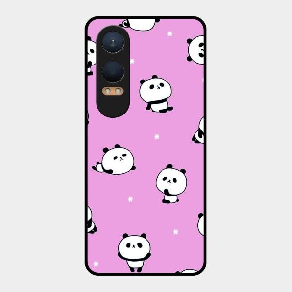 Cute Panda Glossy Metal Case Cover For Oneplus Nord Ce 4 Lite 5G