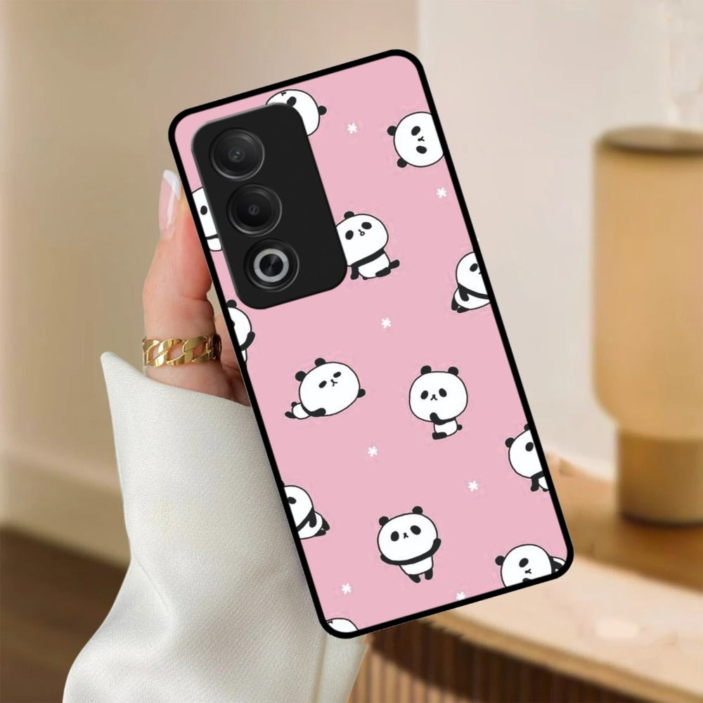 Cute Panda Glossy Metal Case Cover For Oppo