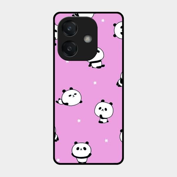 Cute Panda Glossy Metal Case Cover For Oppo A3X 5G