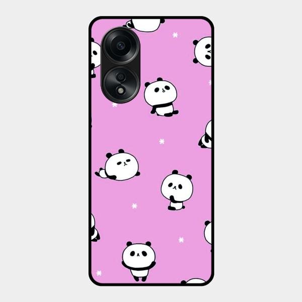 Cute Panda Glossy Metal Case Cover For Oppo A58